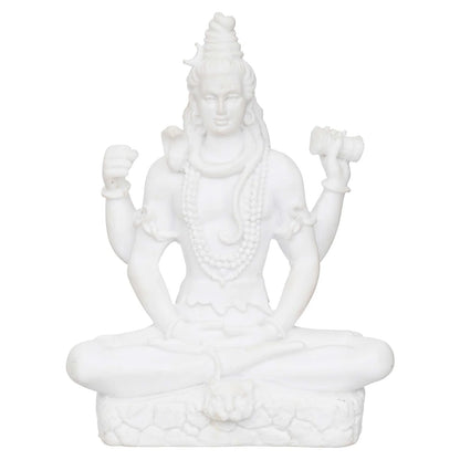 Handicraft Marble Dust Lord Shiv Ji Statue – Sitting Mahakal Idol for Pooja & Office Décor