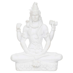 Handicraft Marble Dust Lord Shiv Ji Statue – Sitting Mahakal Idol for Pooja & Office Décor - TN Creations