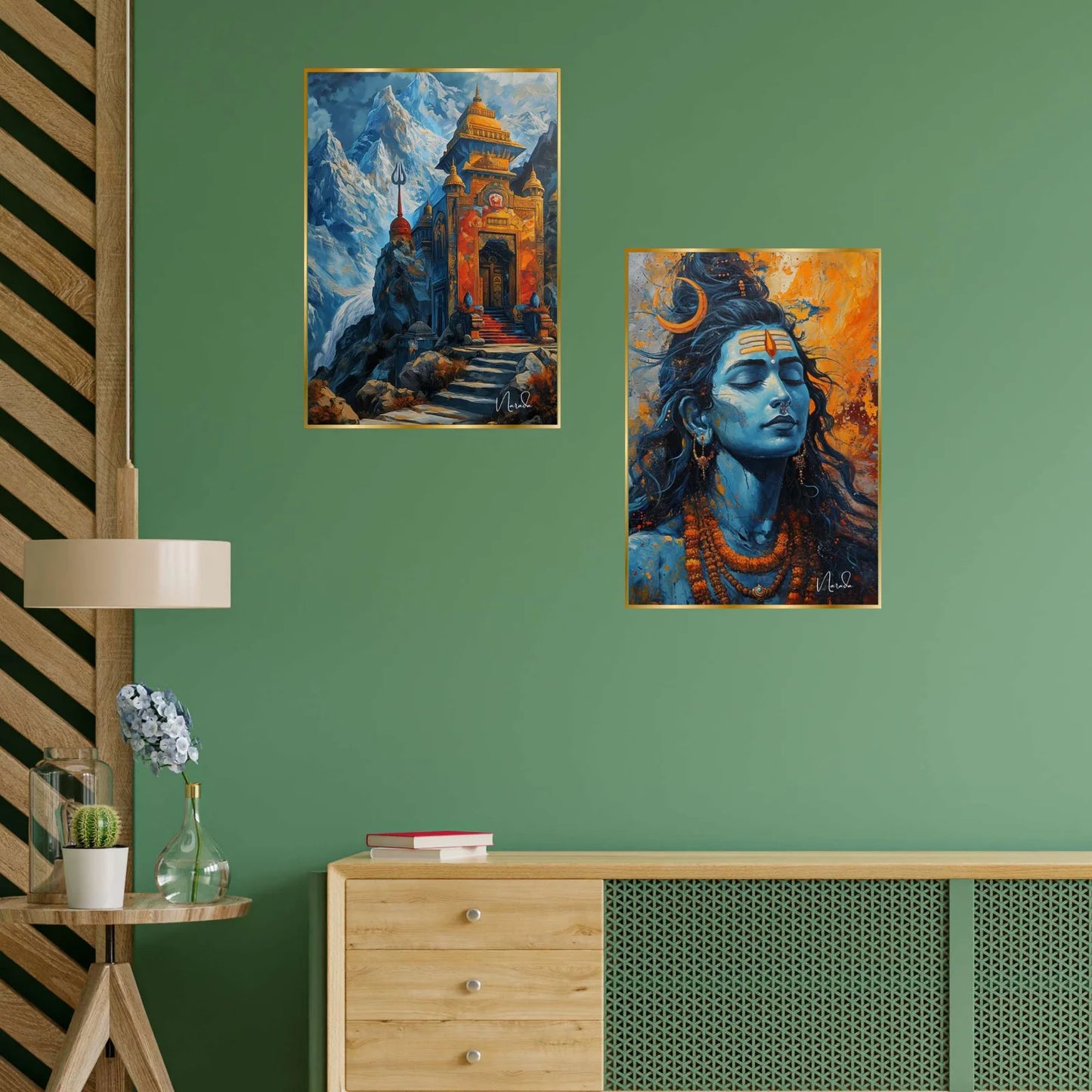 Premium Set of 2 Golden Framed Wall Paintings