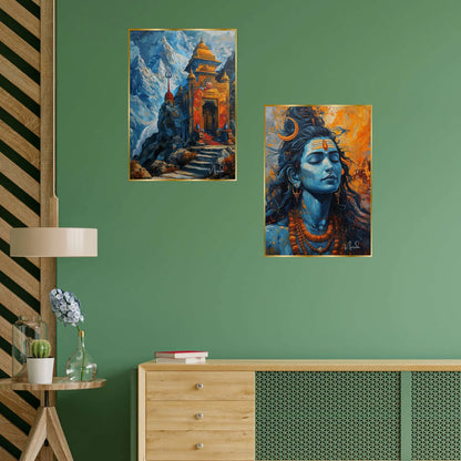 Premium Set of 2 Golden Framed Wall Paintings