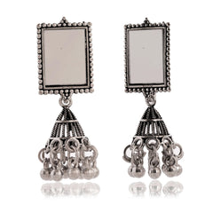 Mirror‑Tile Jhumka Earrings