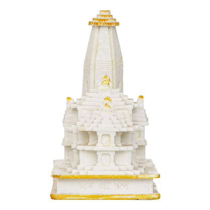 Handcrafted White Marble Ram Mandir Idol – Shri Ram Janmabhoomi Ayodhya Model for Home & Temple