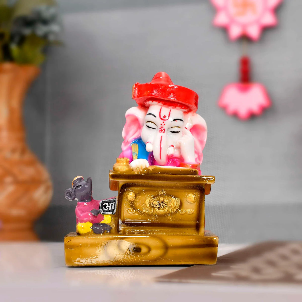Thinking Lord Ganesha Statue with Mouse - TN Creations