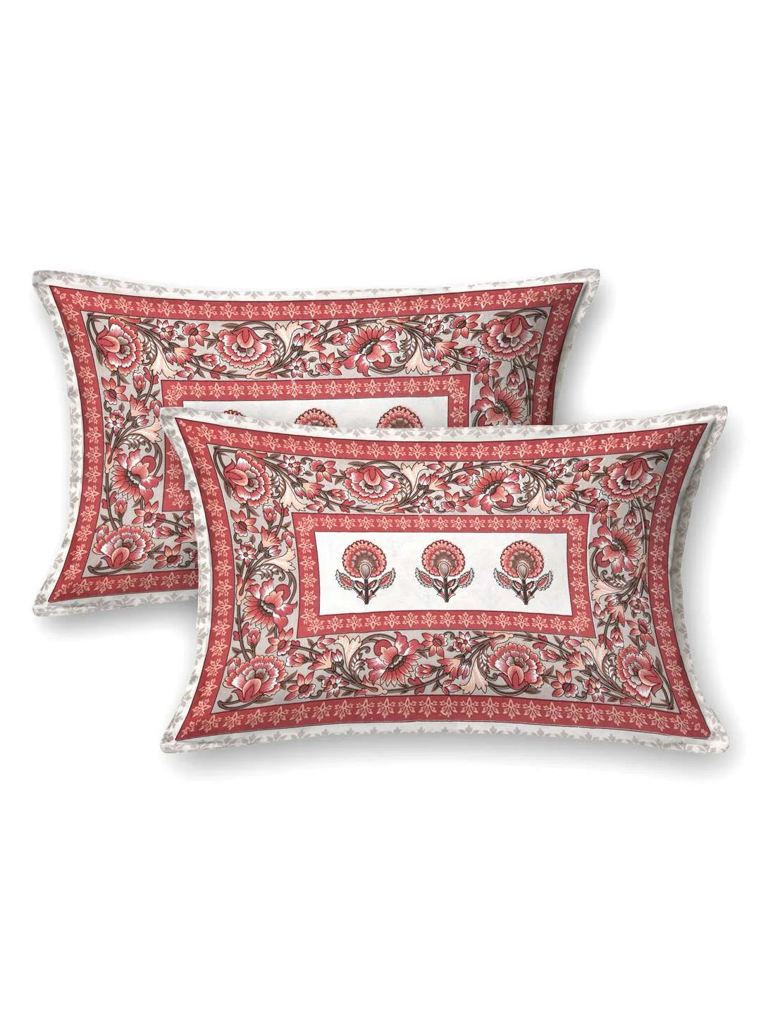 100% Pure Cotton Traditional Printed Bedsheet for Double Bed King Size Bedsheet with 2 Pillow Covers - TN Creations