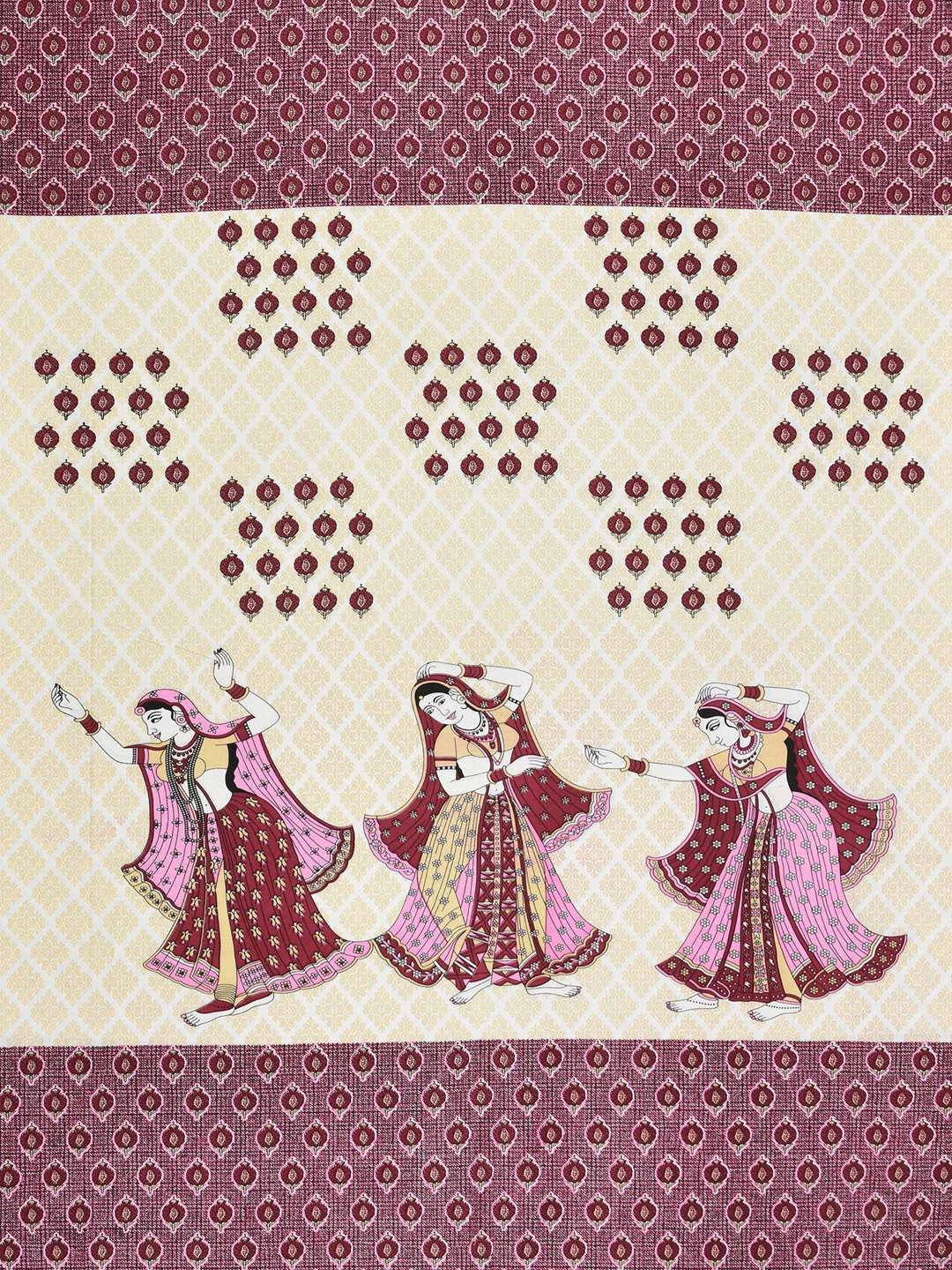 100% Pure Cotton Traditional Printed Bedsheet for Double Bed King Size Bedsheet with 2 Pillow Covers
