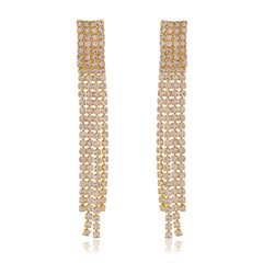 Gold‑Tone Crystal Tassel Earrings