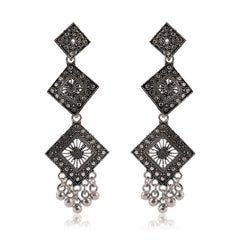 Triple‑Diamond Jhumka Earrings