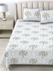 100% Pure Cotton Traditional Printed Bedsheet for Double Bed King Size Bedsheet with 2 Pillow Covers - TN Creations