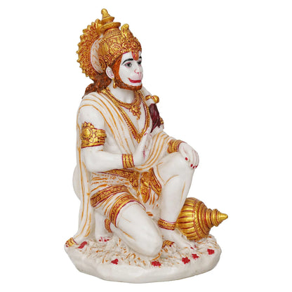 Handcrafted Marble Dust Hanuman Ji Idol – Sitting Bajrang Bali for Home & Temple Décor