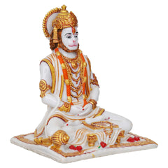 Lord Hanuman Sitting Statue with gada & Reading Book Decorative Showpiece - TN Creations