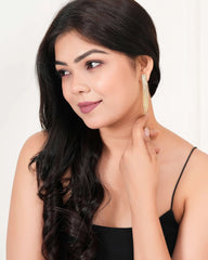 Gold‑Tone Crystal Tassel Earrings