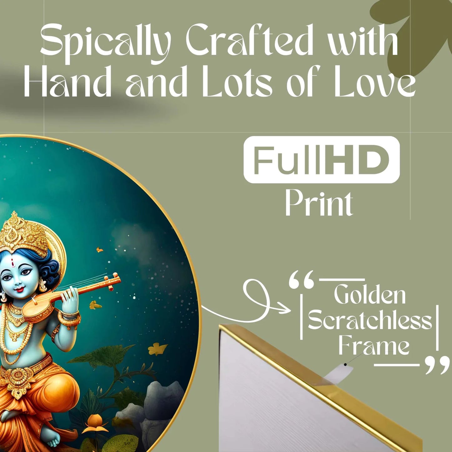Wall Painting for Wall Decoration with Frame Sparkle Glossy Round Golden Framed Large Painting Office, Living Room, Bedroom, Home Decoration