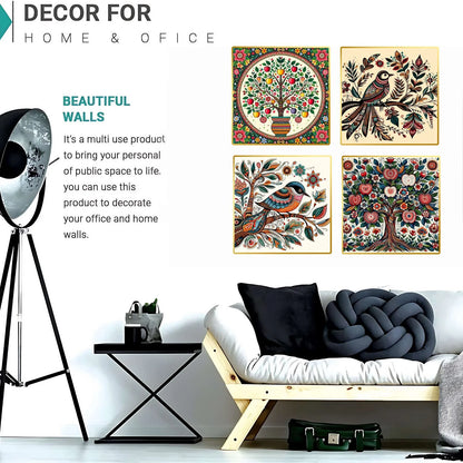 Premium Set of 4 Golden Framed Wall Paintings