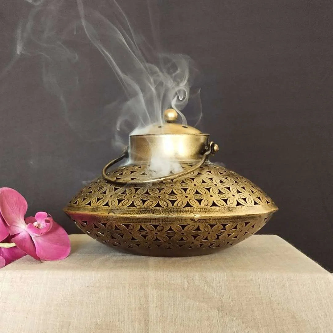Brass Incense Burner with Smoke - TN Creations