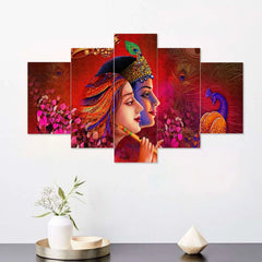 Divine Love: Radha & Krishna 5-Piece Wall Art Set