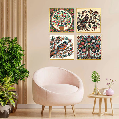 Premium Set of 4 Golden Framed Wall Paintings