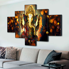 Divine Lord Ganesha 5-Piece Wall Art Set