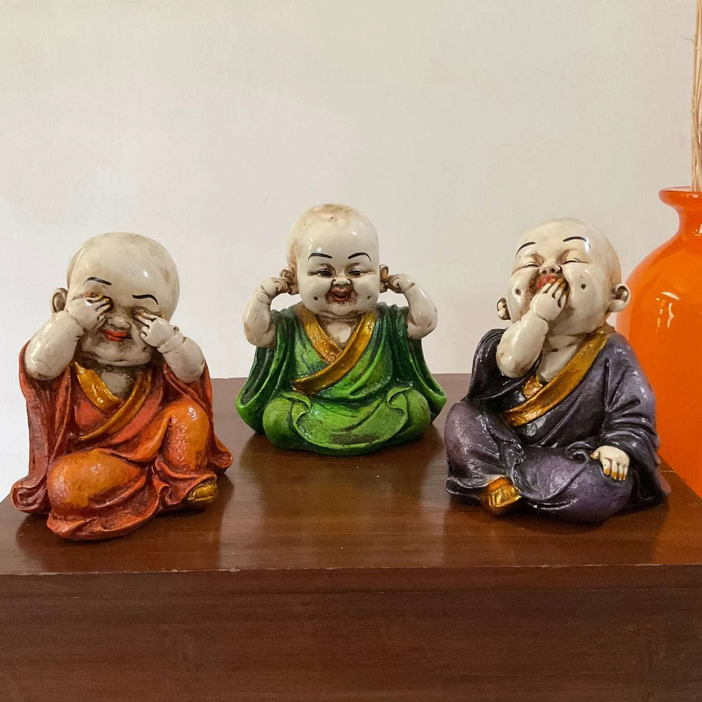 Three Laughing Buddhas: See No Evil, Hear No Evil, Speak No Evil