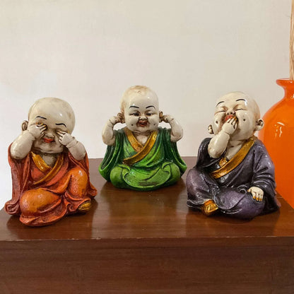 Three Laughing Buddhas: See No Evil, Hear No Evil, Speak No Evil