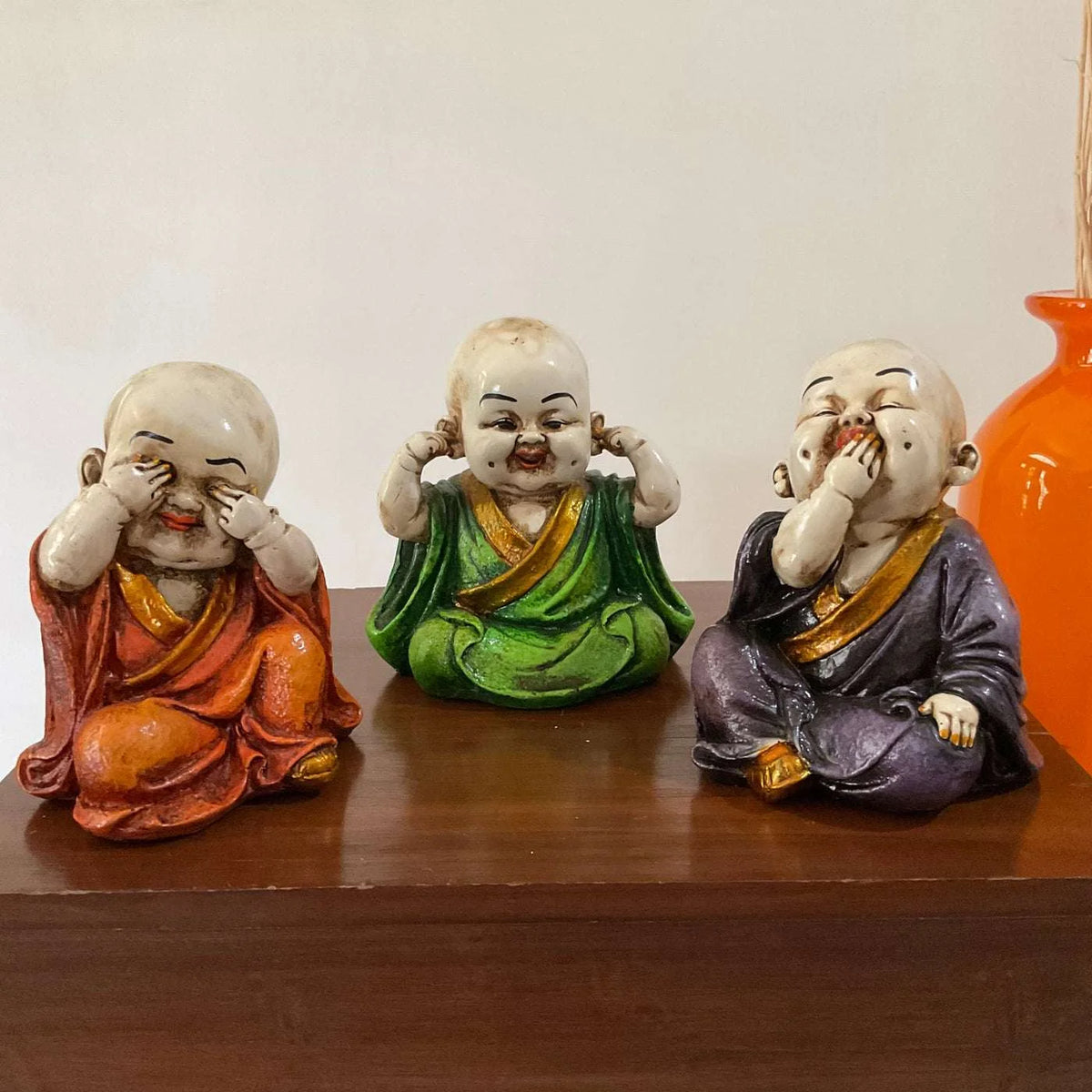Three Laughing Buddhas: See No Evil, Hear No Evil, Speak No Evil - TN Creations