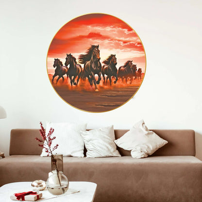 Wall Painting for Wall Decoration with Frame Sparkle Glossy Round Golden Framed Large Painting Office, Living Room, Bedroom, Home Decoration