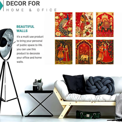 Premium Set of 6 Golden Framed Wall Paintings