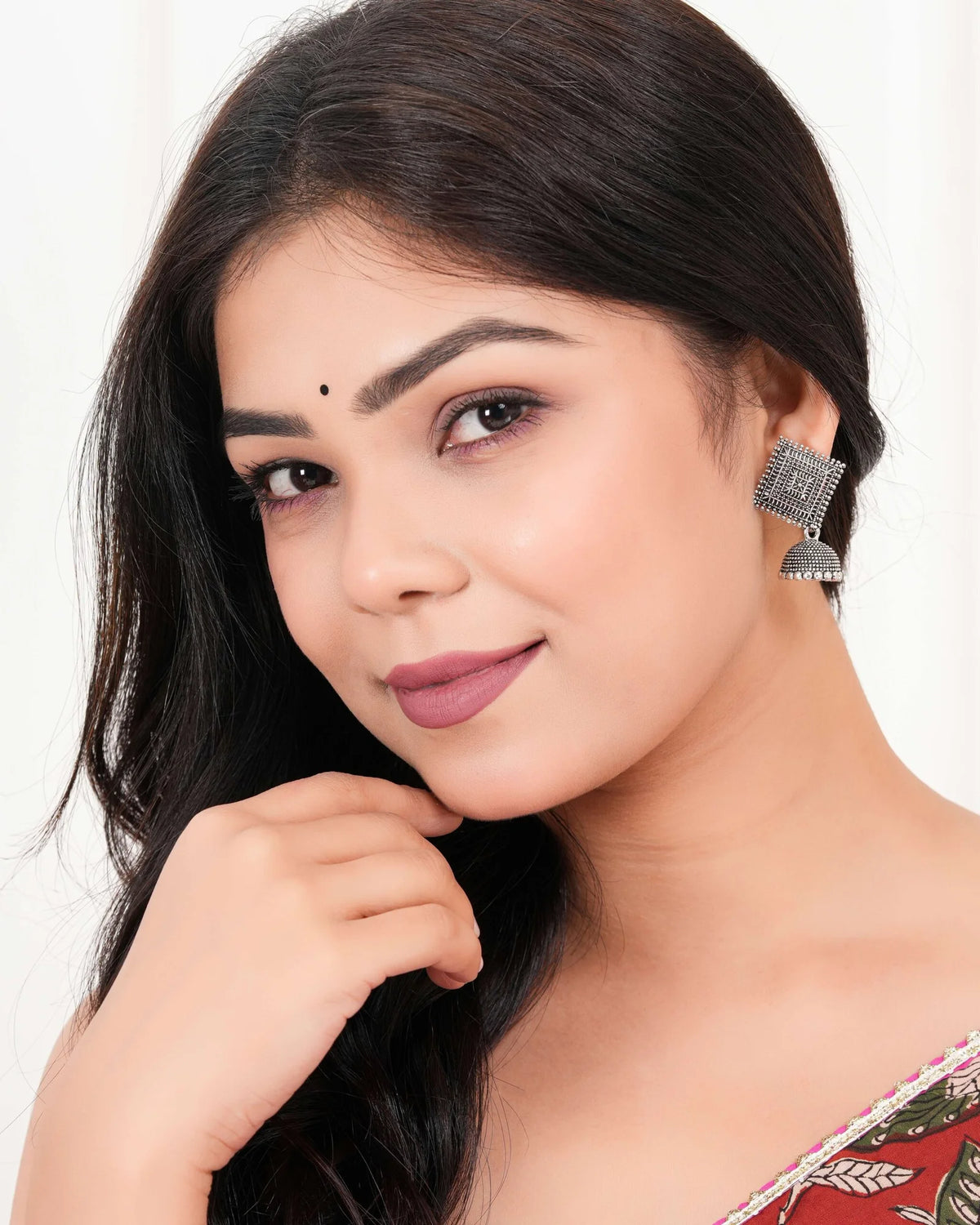 Diamond‑Stud Jhumka Earrings