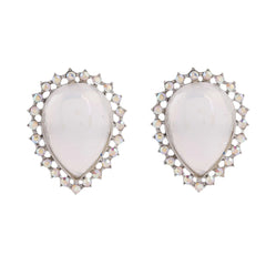 Opalescent Teardrop Halo Stud Earrings