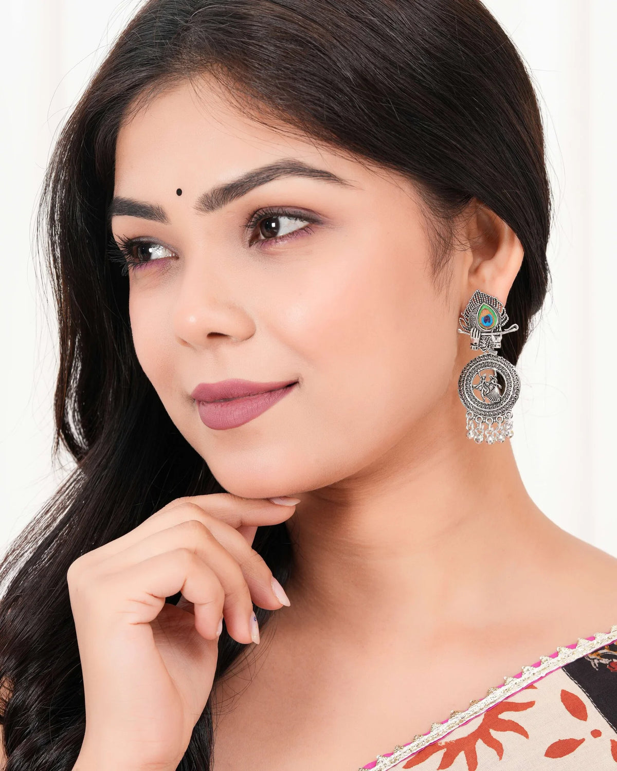 Radha‑Krishna Dangle Earrings