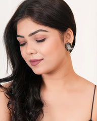 Smoky Emerald‑Cut Crystal Studs