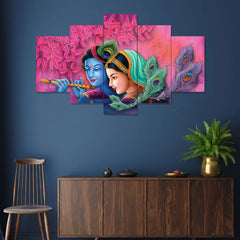 Radha Krishna Love 5-Piece Wall Art Set