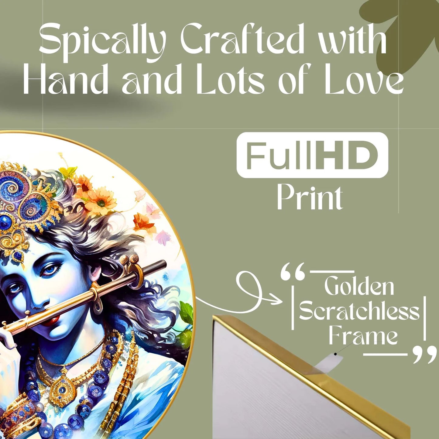 Wall Painting for Wall Decoration with Frame Sparkle Glossy Round Golden Framed Large Painting Office, Living Room, Bedroom, Home Decoration