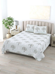 100% Pure Cotton Traditional Printed Bedsheet for Double Bed King Size Bedsheet with 2 Pillow Covers - TN Creations