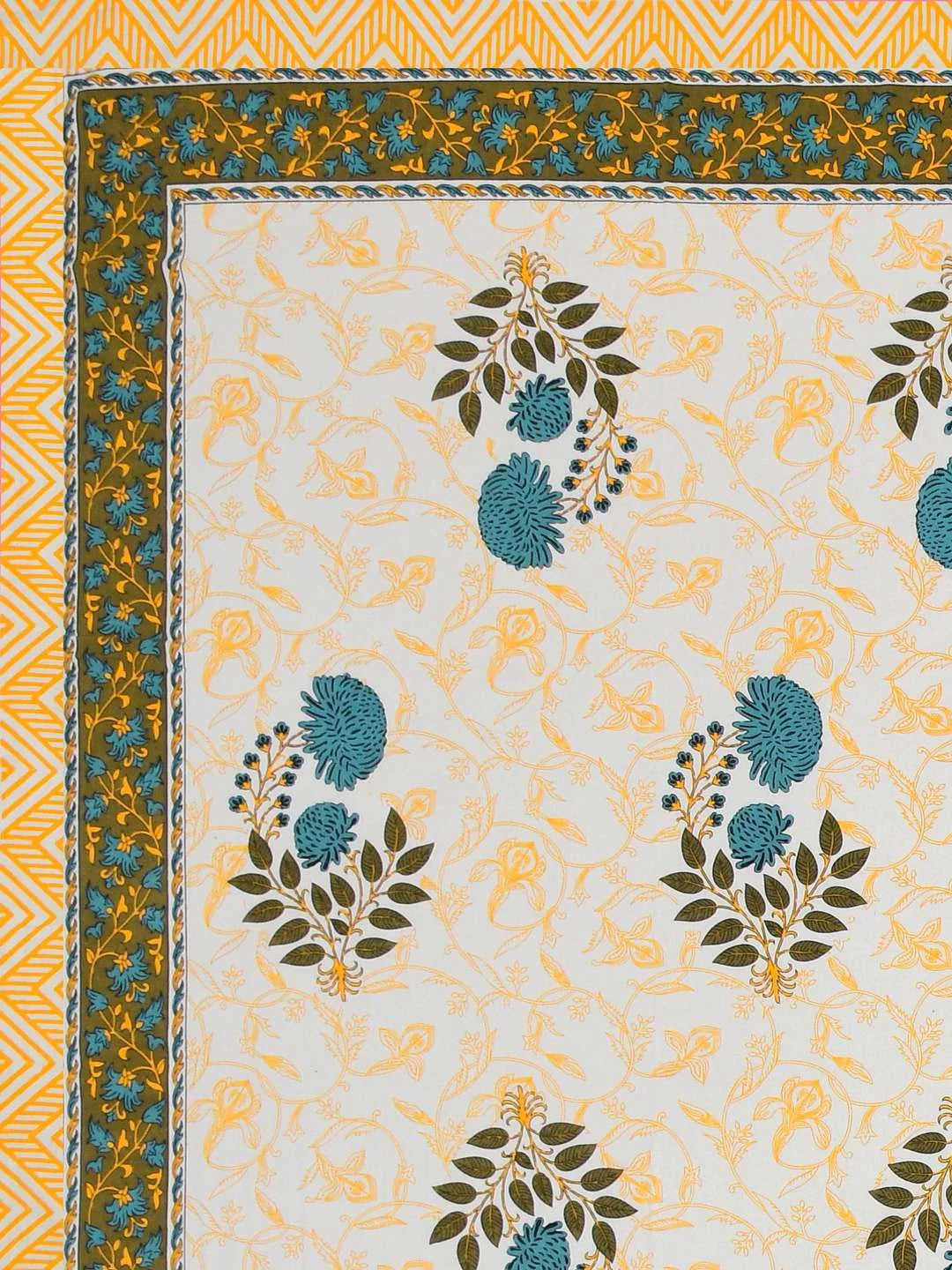 100% Pure Cotton Traditional Printed Bedsheet for Double Bed King Size Bedsheet with 2 Pillow Covers - TN Creations