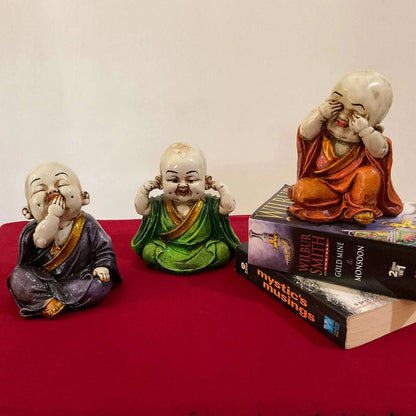 Three Laughing Buddhas: See No Evil, Hear No Evil, Speak No Evil